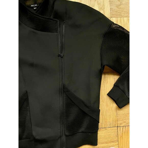 Michi Black Oversized Mesh and Neoprene Moto-Style Jacket XS - Picture 3 of 7